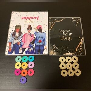 2 Happy Planner Covers: Babes Support Babes, Know Your Worth, 19 Discs, Preowned